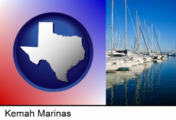 sailboats in a marina in Kemah, TX