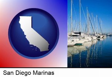 sailboats in a marina in San Diego, CA