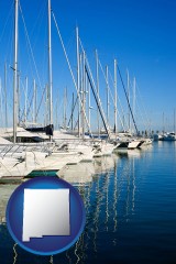 new-mexico map icon and sailboats in a marina