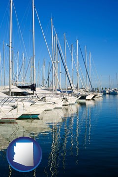 sailboats in a marina - with Arizona icon