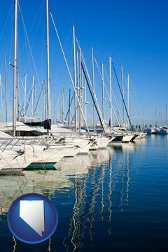 sailboats in a marina - with Nevada icon