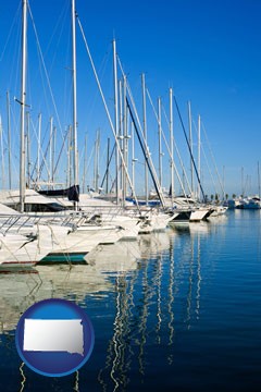 sailboats in a marina - with South Dakota icon