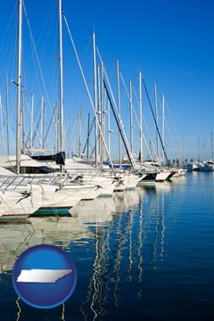 sailboats in a marina - with Tennessee icon