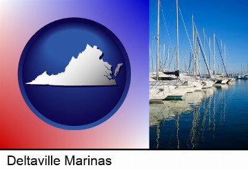 sailboats in a marina in Deltaville, VA