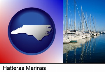 sailboats in a marina in Hatteras, NC