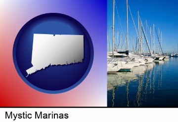 sailboats in a marina in Mystic, CT